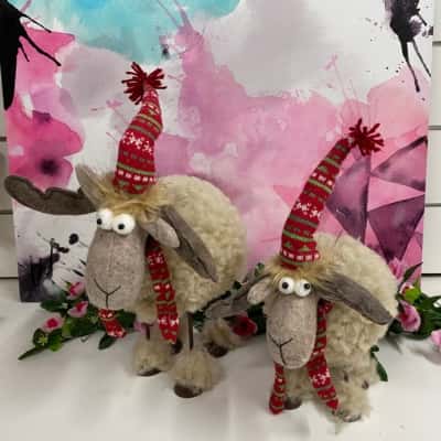 Christmas sheep with metal legs Set of 2