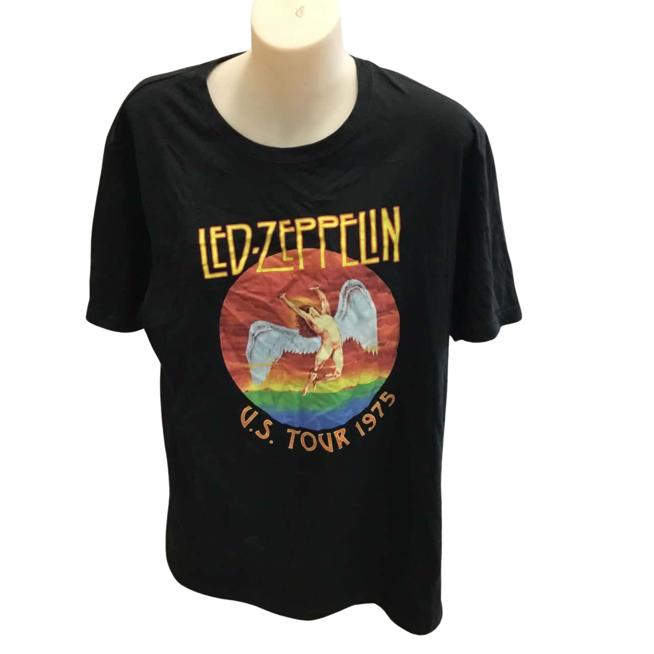Led Zeppelin US Tour 1975 T-Shirt Uomo/Donna | Maglietta Ufficiale Rock Off In Cotone Nero | Taglia L