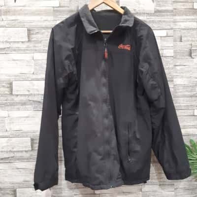  coke.cola Mens  Size  reversable L Front Zipper / Open Jacket Black  / Grey / Red 