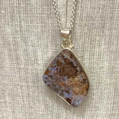 Stunning Opal Pendant set in Silver Casing on Silver (925) Chain  Multicoloured 