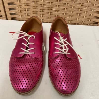 Rollie Women’s Leather Flats Size 39 Metallic Pink Birthday Party Gift Ladies Retro 