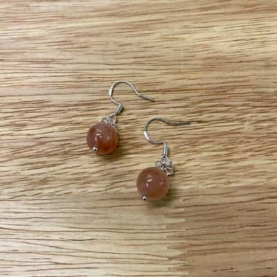  Womens Earrings 925 stamped Pink stone