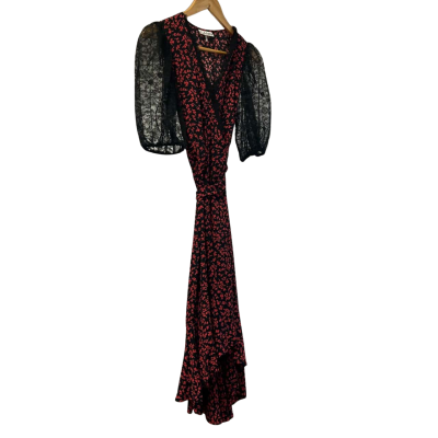 Ganni Womens Size EU34 / AUS6 Wrap Dress Black / Red 