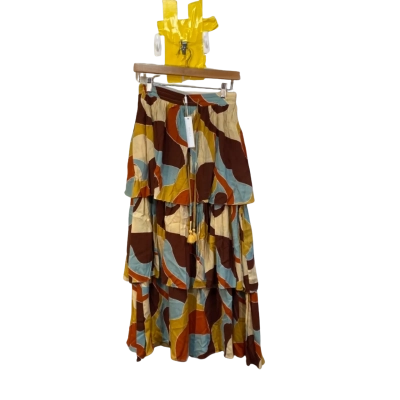 BNWT Haven Womens  Size 10 Midi Skirt Blue / Brown / Multicoloured / Mustard / Orange / Yellow 