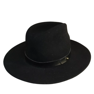  Mens  Black  Woollen Hat Size 56cm