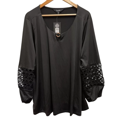 beme Black Lace Detail Long Sleeve Top Size M 