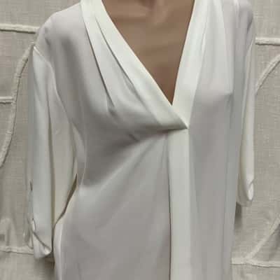 Calvin Klein Womens  Size XL 3/4 Sleeve Top Off White 