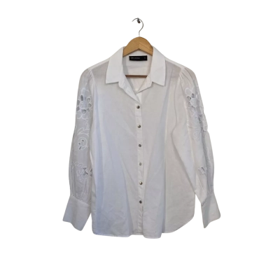 Decjuba Womens  Size 12 Button Up Top / Long Sleeve Top White 