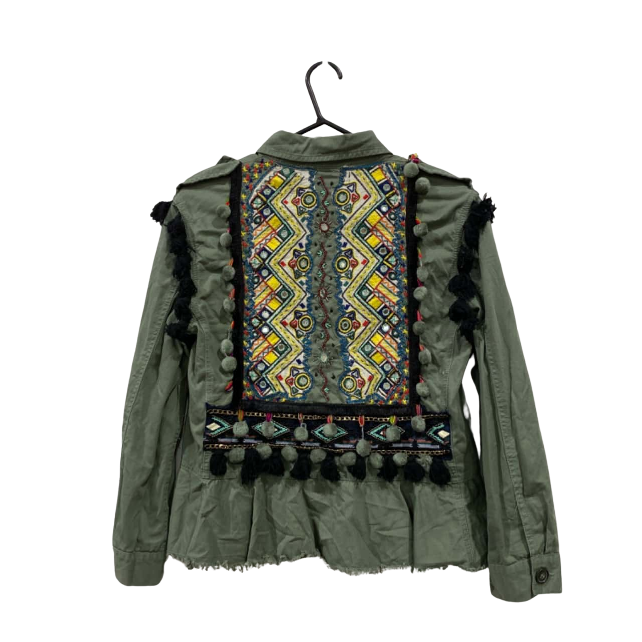 Zara Womens Jacket Size S Button Up Khaki / Multicoloured (s)