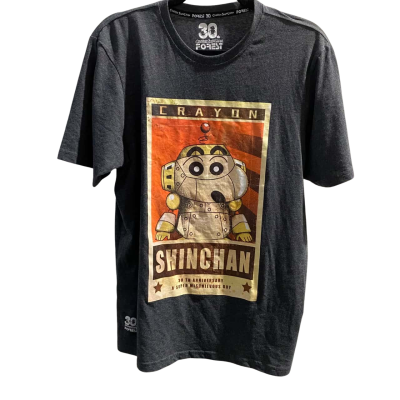 Crayon ShinChan Forest T -Shirt Mens Size L Printed Shirt Grey 