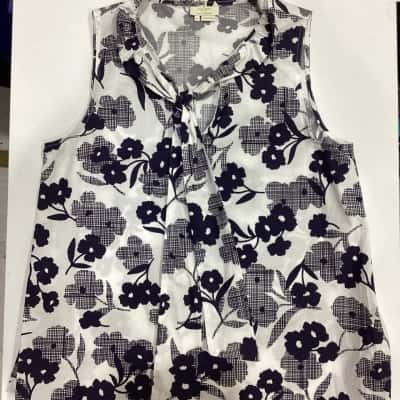 Kate Spade black and white flowers sleeveless Blouse 