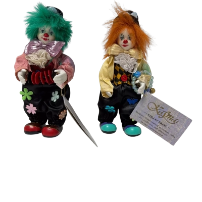 2x Vintage Karma porcelain 22cm clowns 