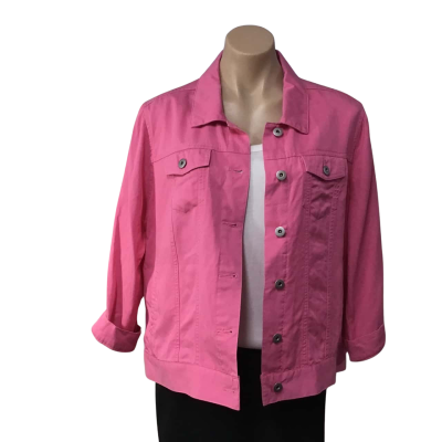 Suzannegrae Womens Size M Pink Button up 3/4 Sleeve Jacket