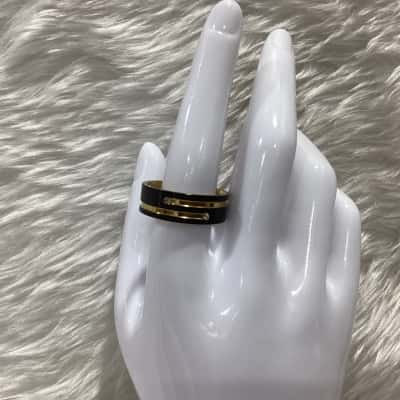 Mens Black & Gold tone Brushed Tungsten Ring 