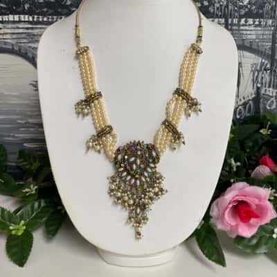 Faux Pearl and Diamante Necklace 