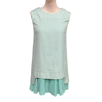  Givh Shyh Size 4 Mini Sleeveless Pleated Dress  Green 