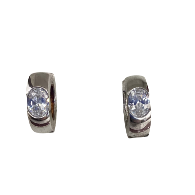  Womens Cuff Earrings Sterling Silver with Rhinestones (Stamped 925)
