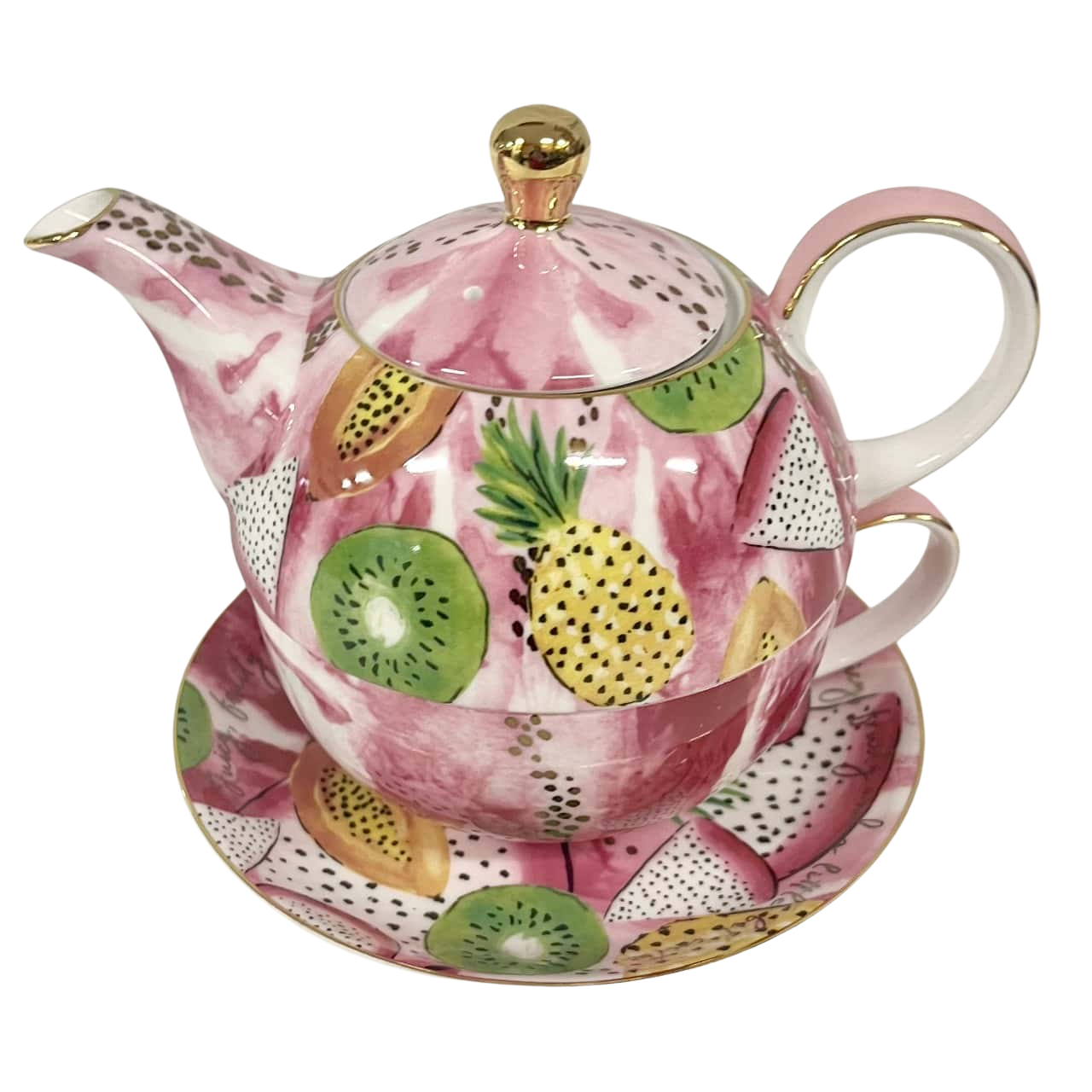 T2 Tea for one cup saucer and teapotfruit design
