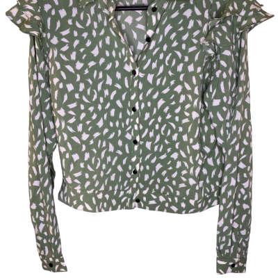  Womens  Green / White Top Size L