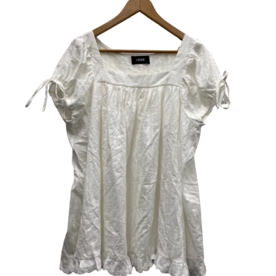 Cider Womens  Size M Short Sleeve Top White 
