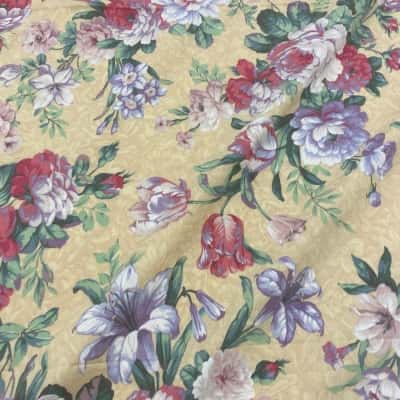 Frilled Double Bed Quilt Cover Vintage Flowers/Yellow
