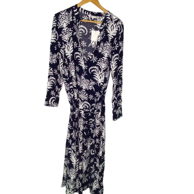 Zara Womens  Size XXL Maxi Dress Floral / Navy Blue / White 