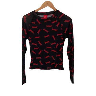  Worship Womens  Size 12 Long Sleeve Top Black  / Red 