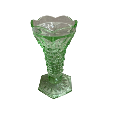 Green Depression glass Crowned goblet 