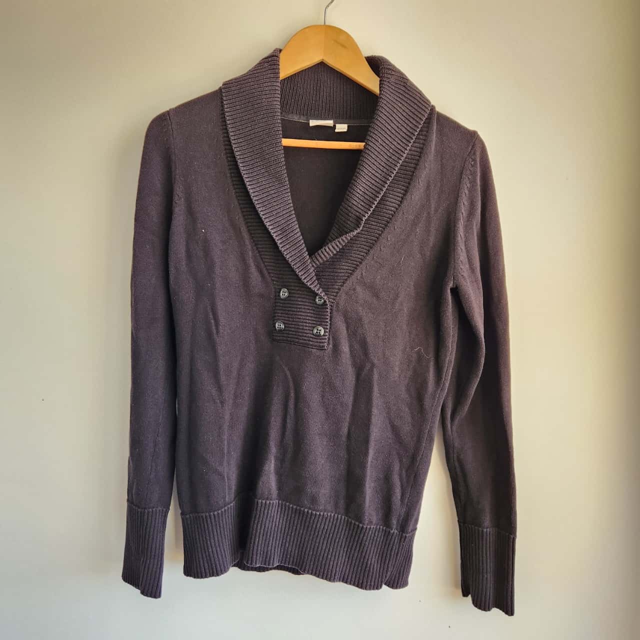 Esprit Cotton Knit Black Jumper V neck Size 10 / M