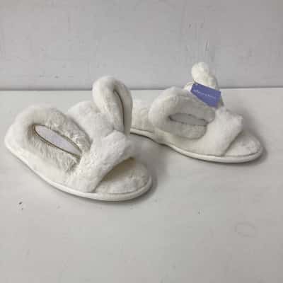 NEW - Morgan and Finch  bunny ears slippers  Size S Cream 