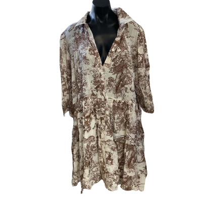 ST. FROCK  Womens  Size 20 Babydoll Dress Brown / Pattern / White 