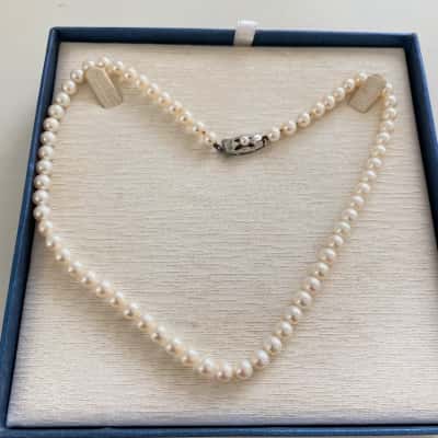 Mikimoto Pearls Clasp Sterling Silver Necklace