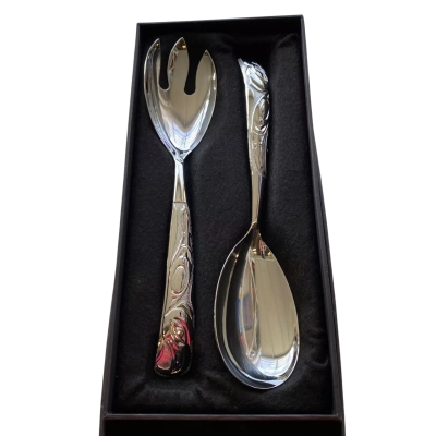 Large Silver tone salad servers