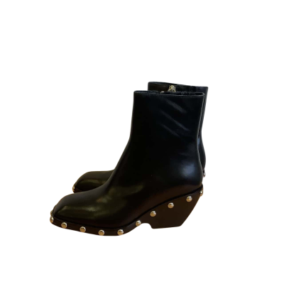 Alias Mae Women's Size EUR 37 Leather Stud Boots Black & Silver 