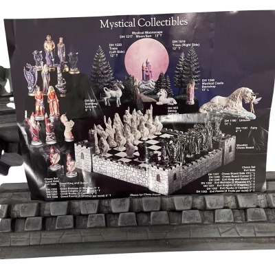 Vintage Mystical Collectibles Fantasy Chess Set Medieval Castle Resin Pieces + Walls