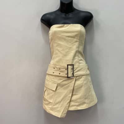 Pepper Mayo Womens  Size 10 Mini Dress / Strapless Dress Natural 