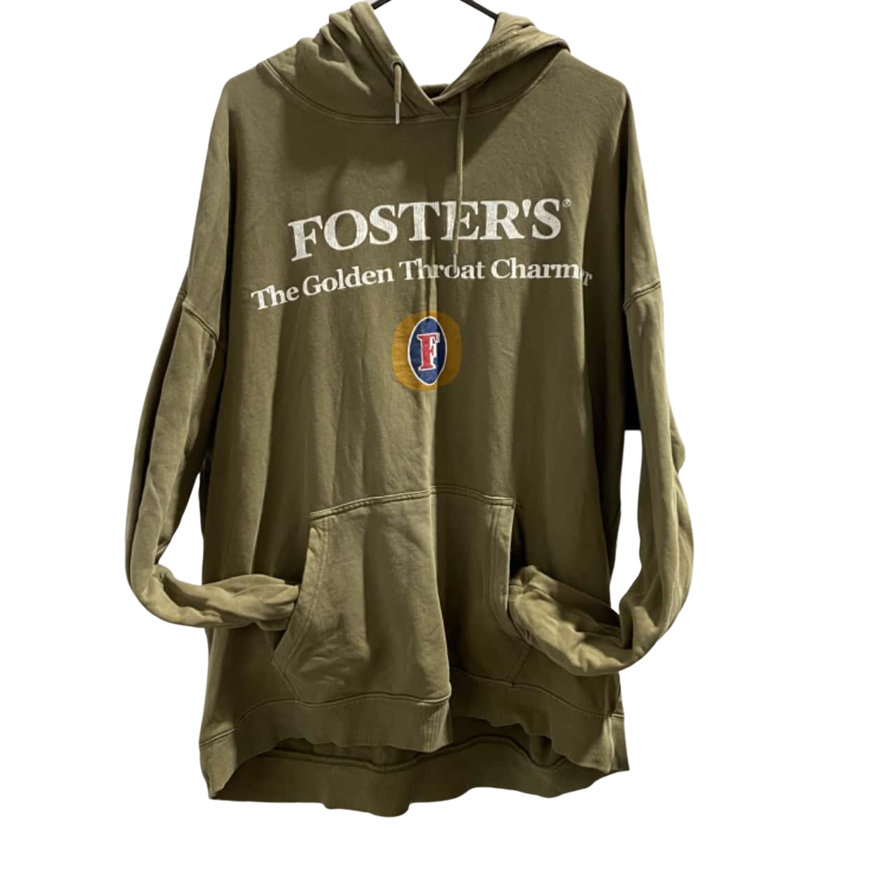 Fosters. Mens Size XXL. Hoodie in Khaki. Has "Fosters, The Golden