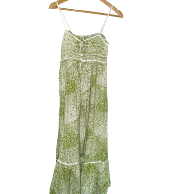 Ghanda Womens  Size S Shoestring Strap Dress Floral / Green / White 