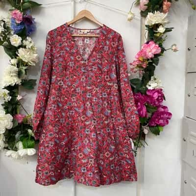 Boden Womens  Size 12 Long Sleeve Dress Floral / Pink  