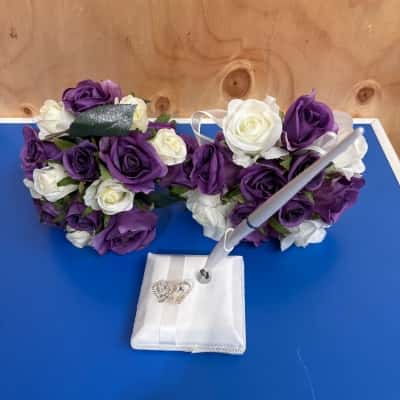  Wedding bundle - x2 bouquets and pen holder with love hearts 