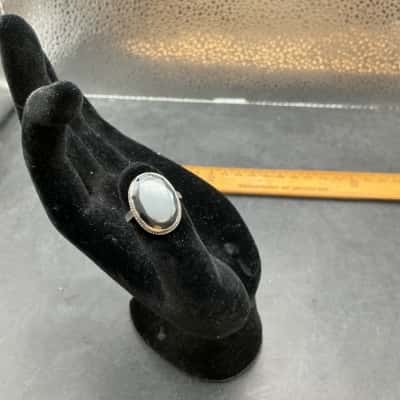  Womens Hematite Silver Ring 