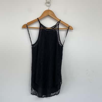 Bardot Black Lacey Tank Top  Size 6 