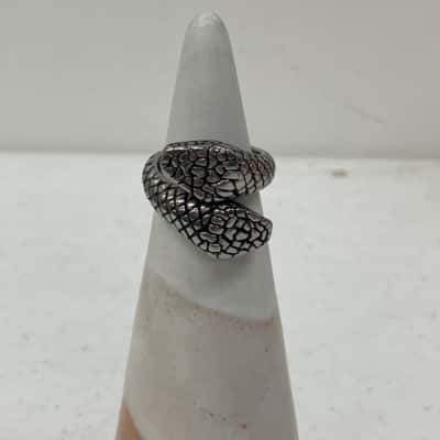 Mens SILVER COLOURED Double Headed Snake Ring