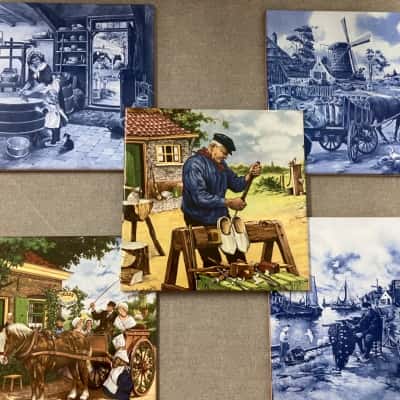 5x ceramic tiles, made in Holland handcrafted by TER STEEGE BV