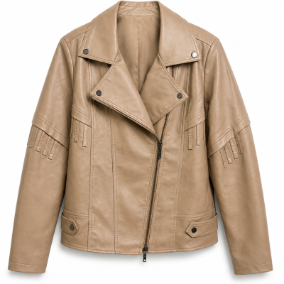 W.Lane Tan Faux Leather Moto Jacket – Size 18