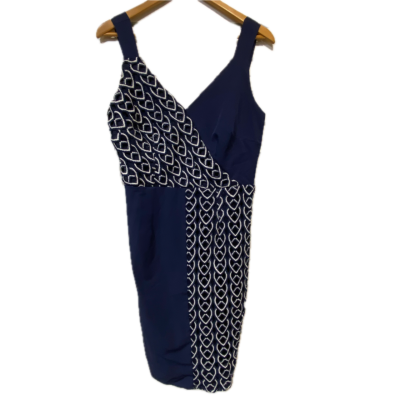 Little Mistress Womens Size 14 Dress Navy Blue / White 