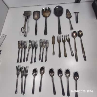 Assorted Silver/Plated Flatware 30pcs Vintage 