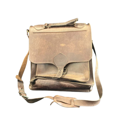  Grafea Large Leather Messenger Bag- Brown 