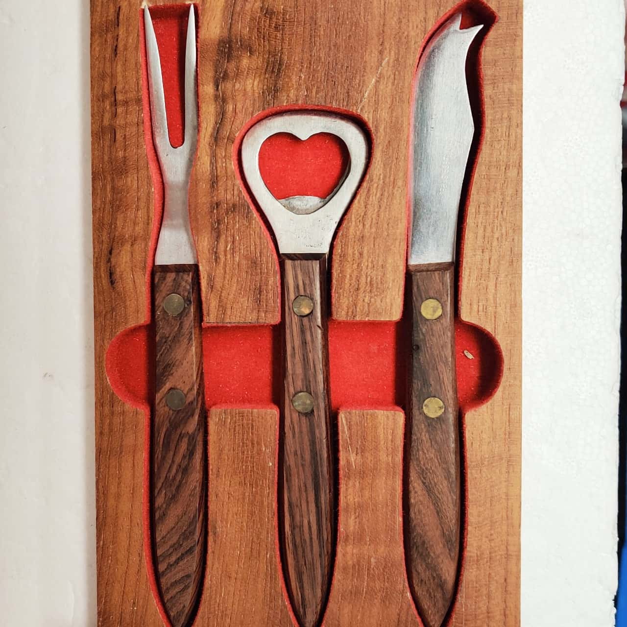 Retro Bar accessory set including Bottle Opener, Cheese Knife & two