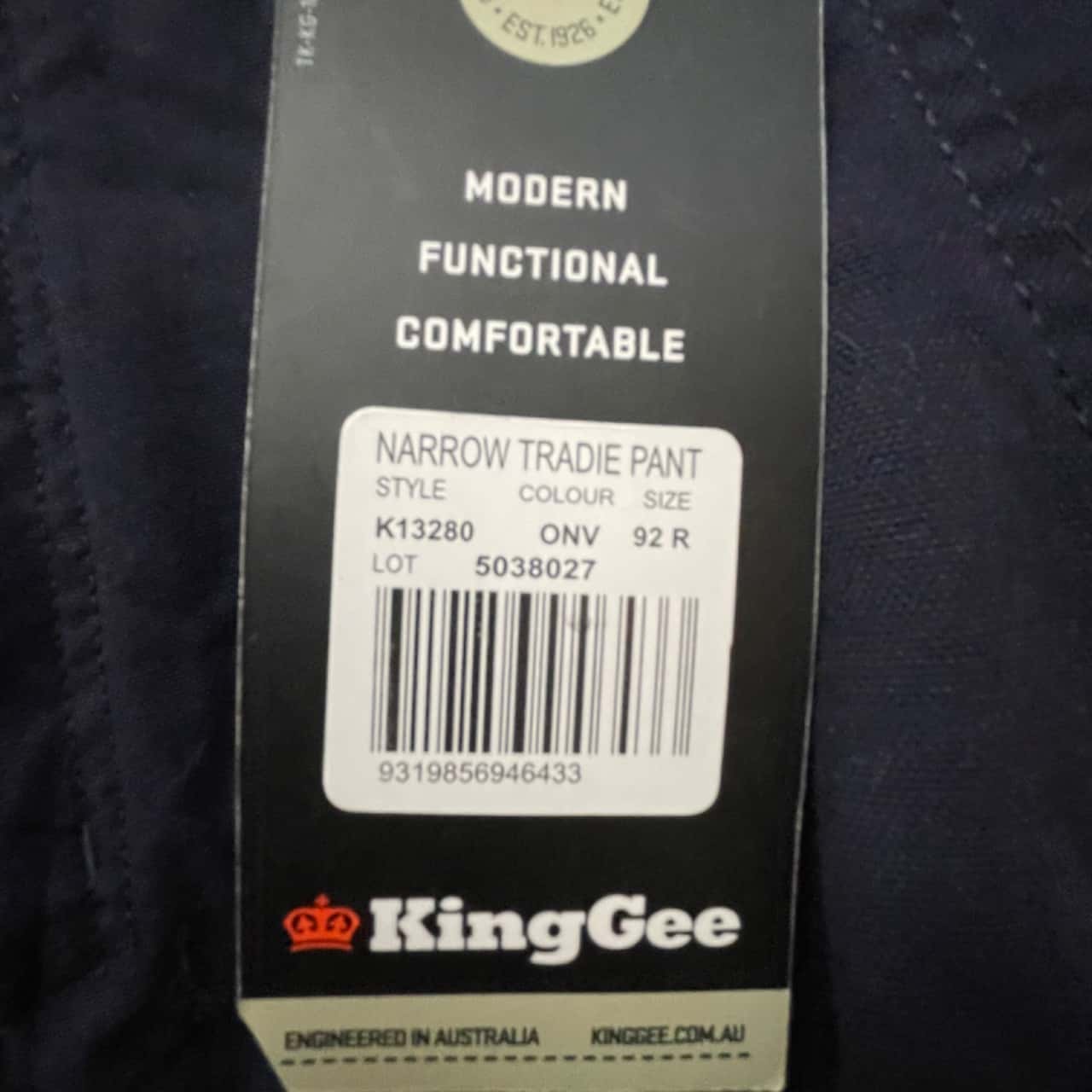 KingGee Mens Size 38 / 97R/XL Navy Blue (s)